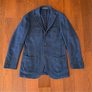 Christian Orani Blue Wool Blazer Feather Jacket size L